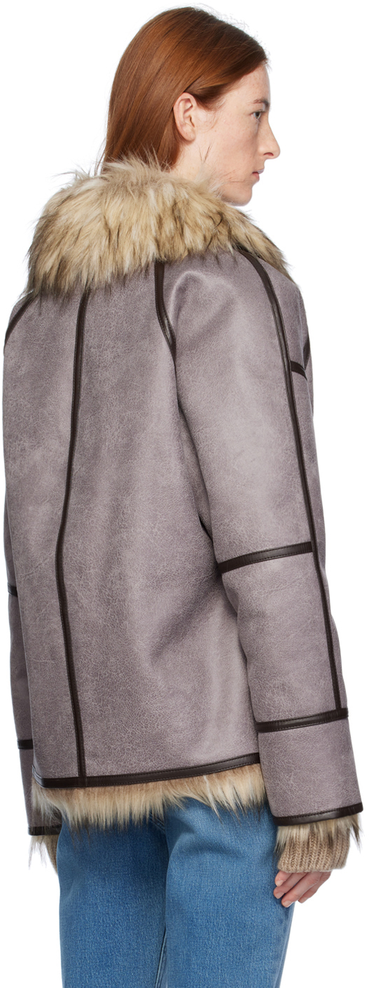 OPEN YY Brown Reversible Faux-Leather Jacket | Smart Closet