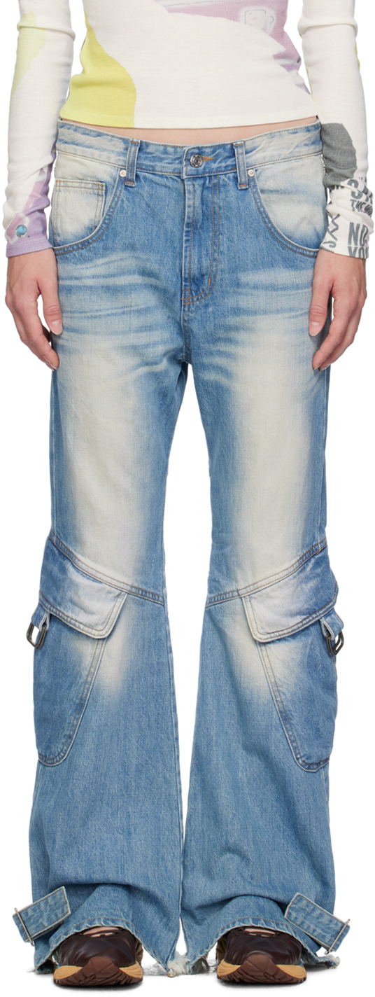 Blue Cinch Strap Jeans