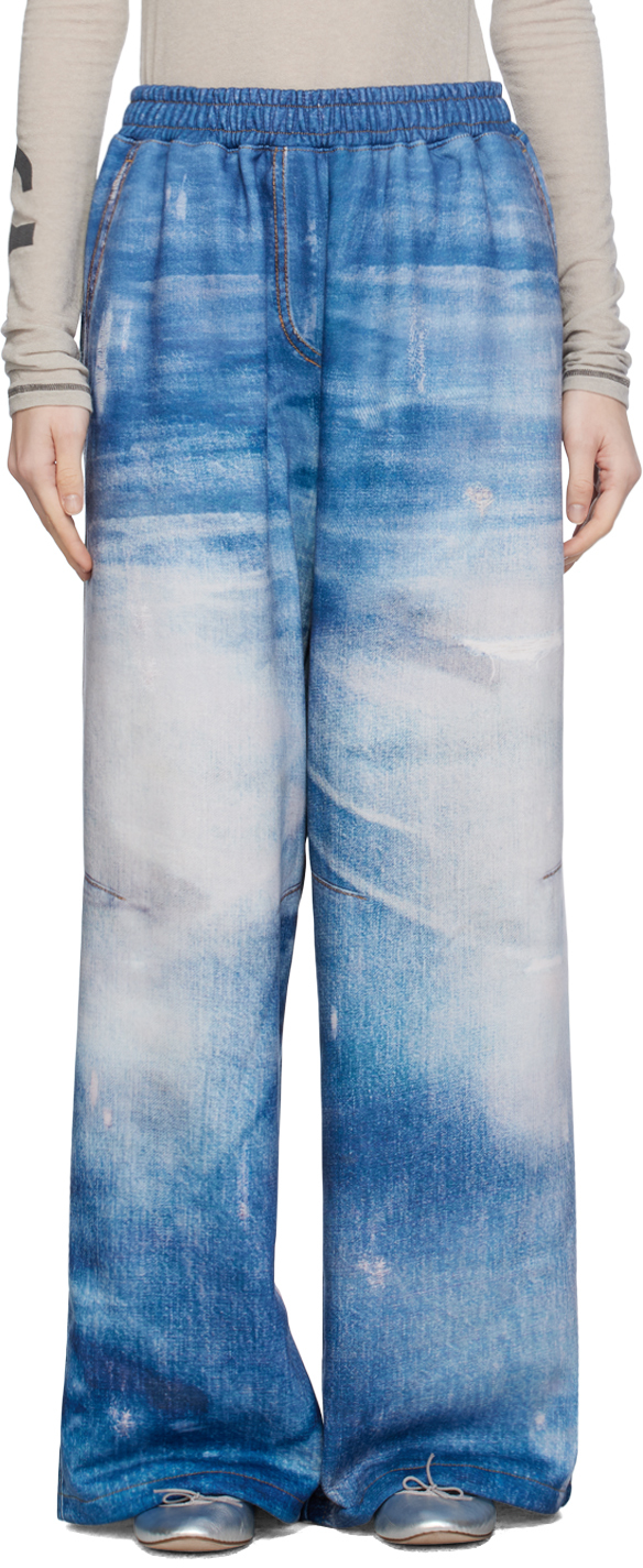 Open Yy Blue Printed Lounge Trousers