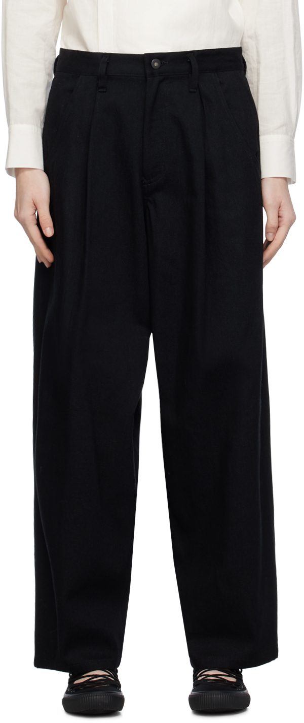 Black Single-Pleated Trouser by Y's on Sale