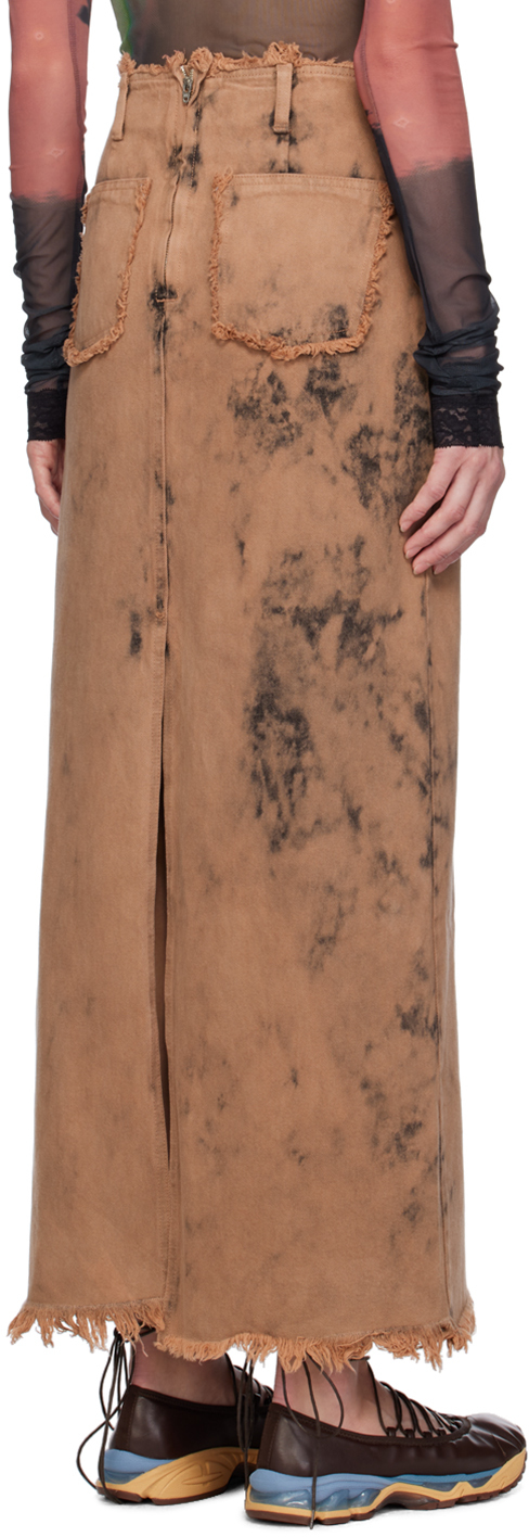 OPEN YY BROWN DYED DENIM MAXI SKIRT 