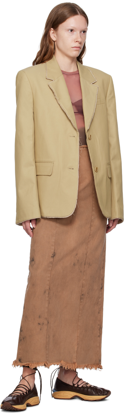 OPEN YY BROWN DYED DENIM MAXI SKIRT 
