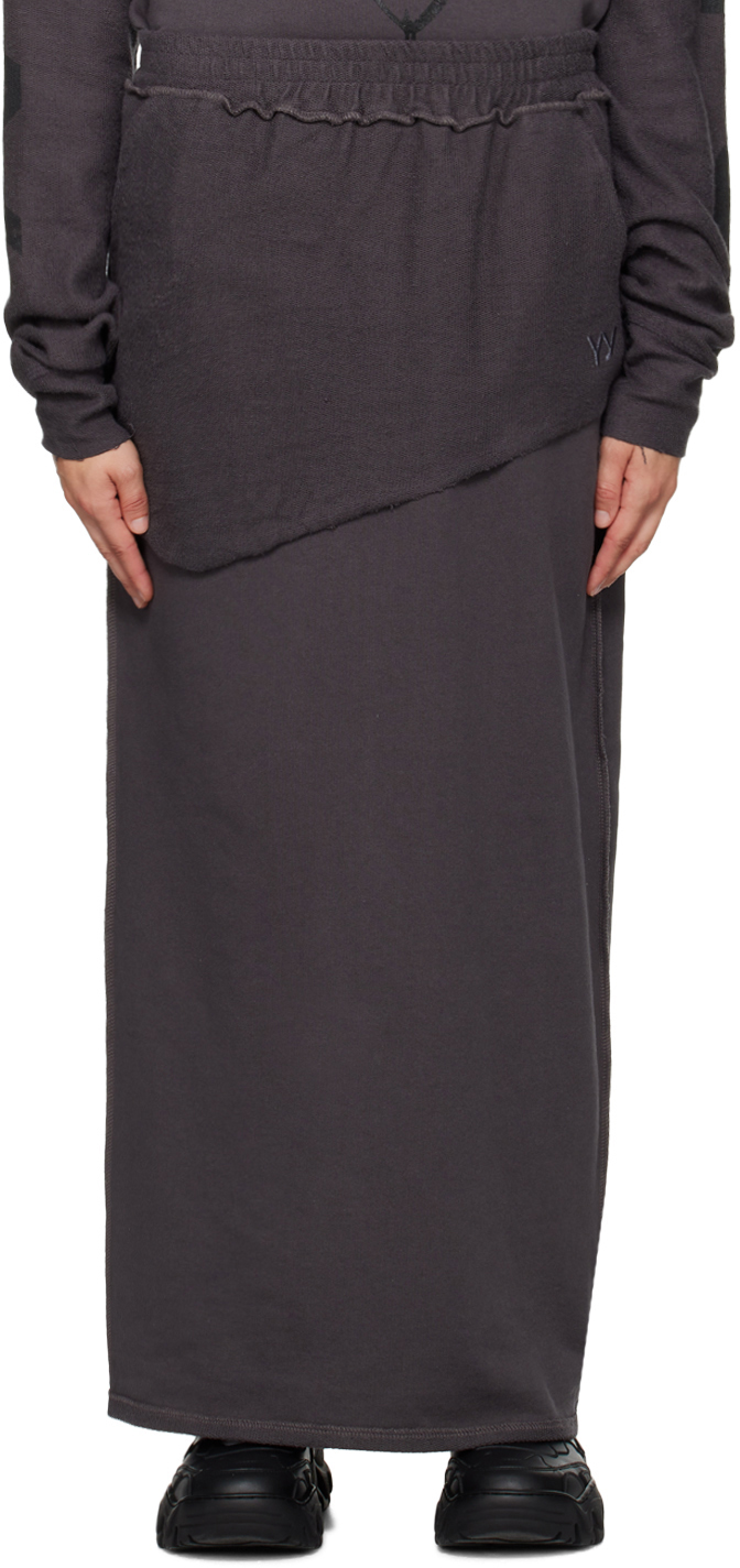 Open Yy Gray Layered Maxi Skirt In Charcoal