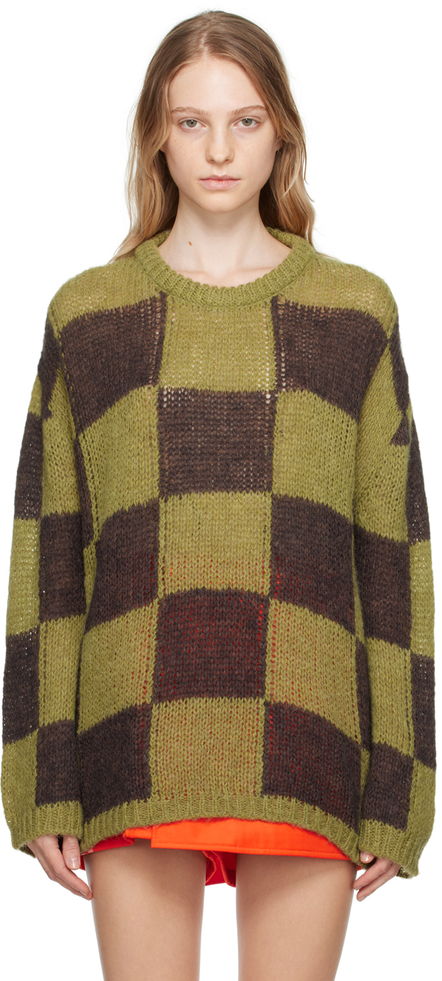 Green & Brown Checker Board Sweater
