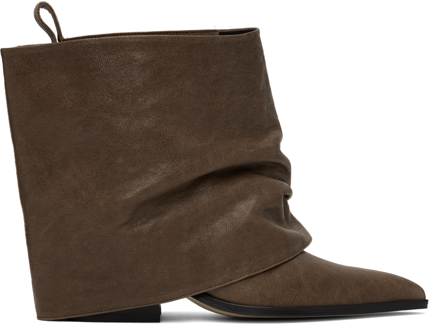 Brown Detachable Warmer Western Boots
