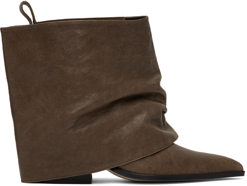 Open Yy Brown Detachable Warmer Western Boots