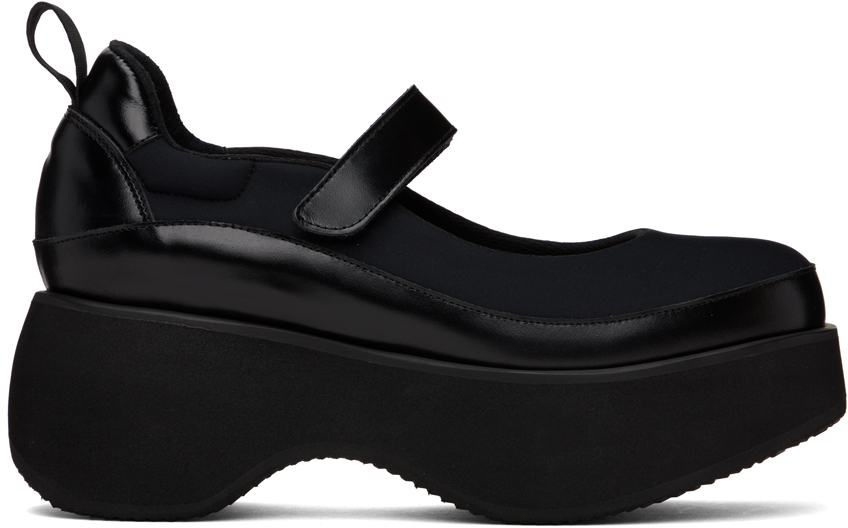 Black Platform Mary Jane Ballerina Flats