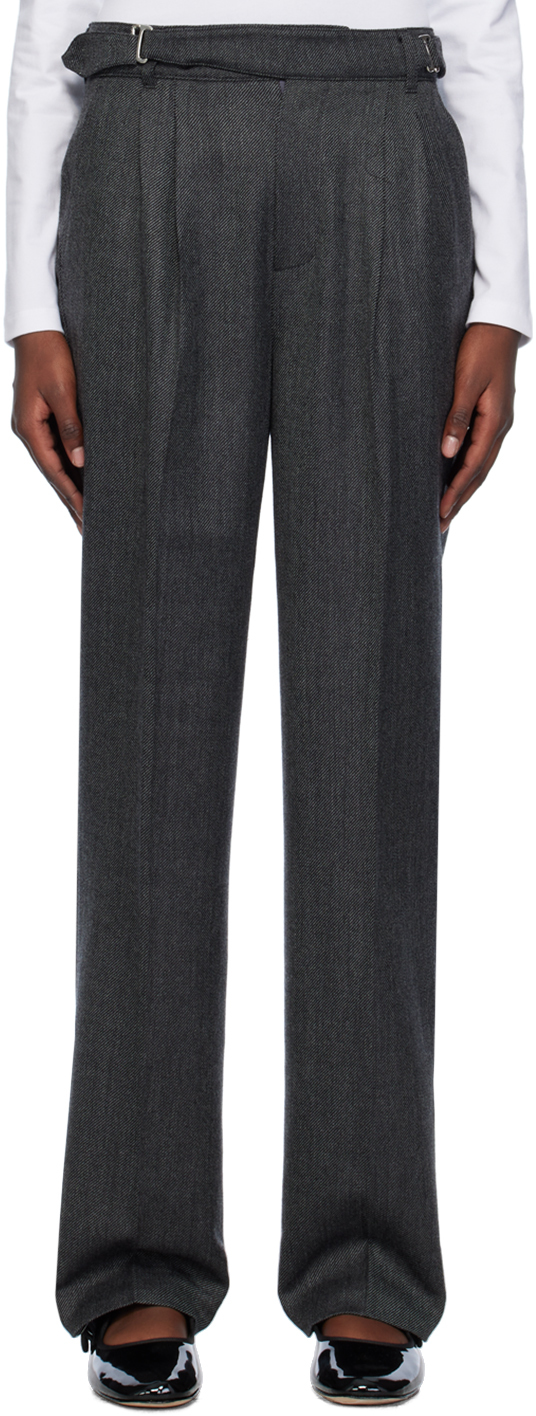 Lesugiatelier Gray Pleated Tuxedo Trousers