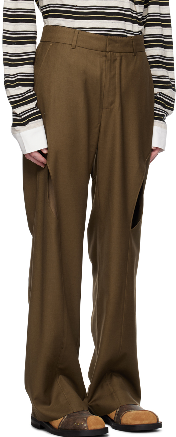 FFFPOSTALSERVICE Brown Zip Trousers | Smart Closet