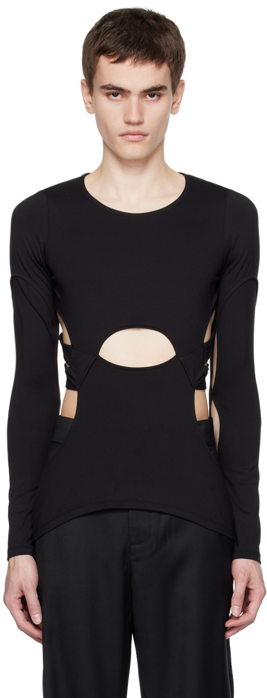 Black Cutout Long Sleeve T-Shirt