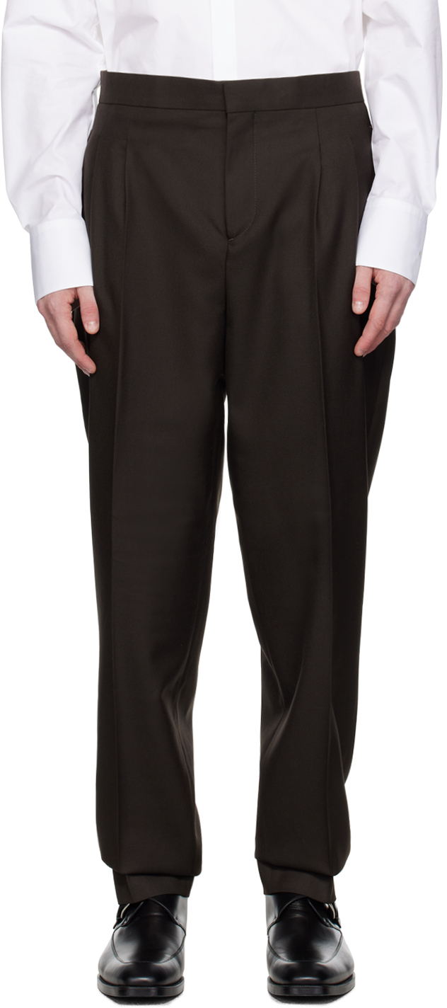 Mark Kenly Domino Tan Studio Brown Pai Trousers In Dark Brown