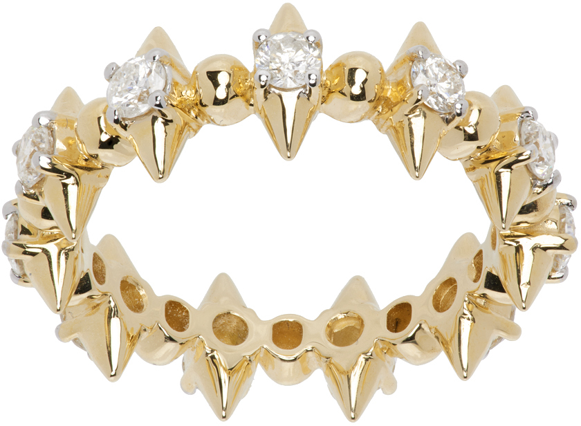 Adina Reyter Gold Spike Eternity Ring In Diamond + Gold