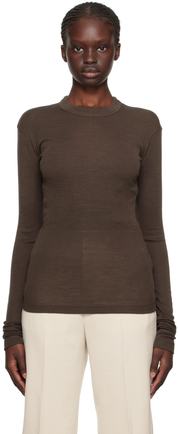 Brown crew neck outlet t shirt