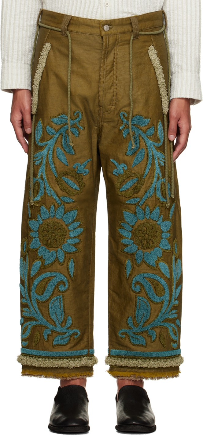 Craig Green: Khaki Tapestry Trousers | SSENSE