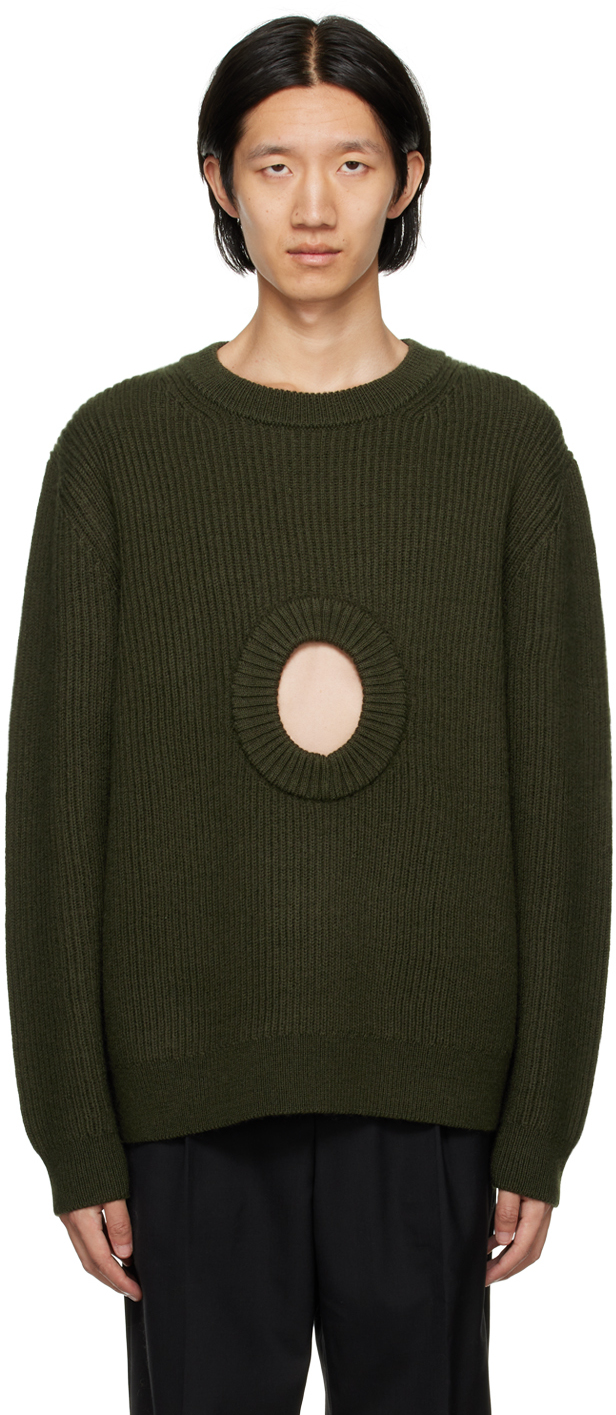 Craig Green Khaki Cutout Sweater In Olive