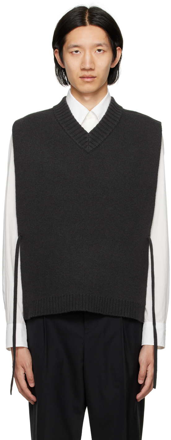 Shop Craig Green Gray V-neck Vest In Dark Grey