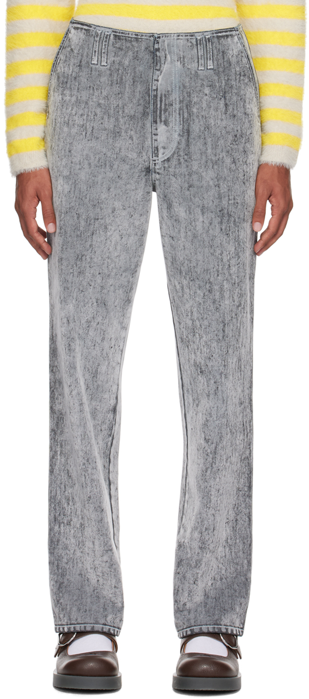 Sunnei Gray Faded Jeans In 008a Light Grey