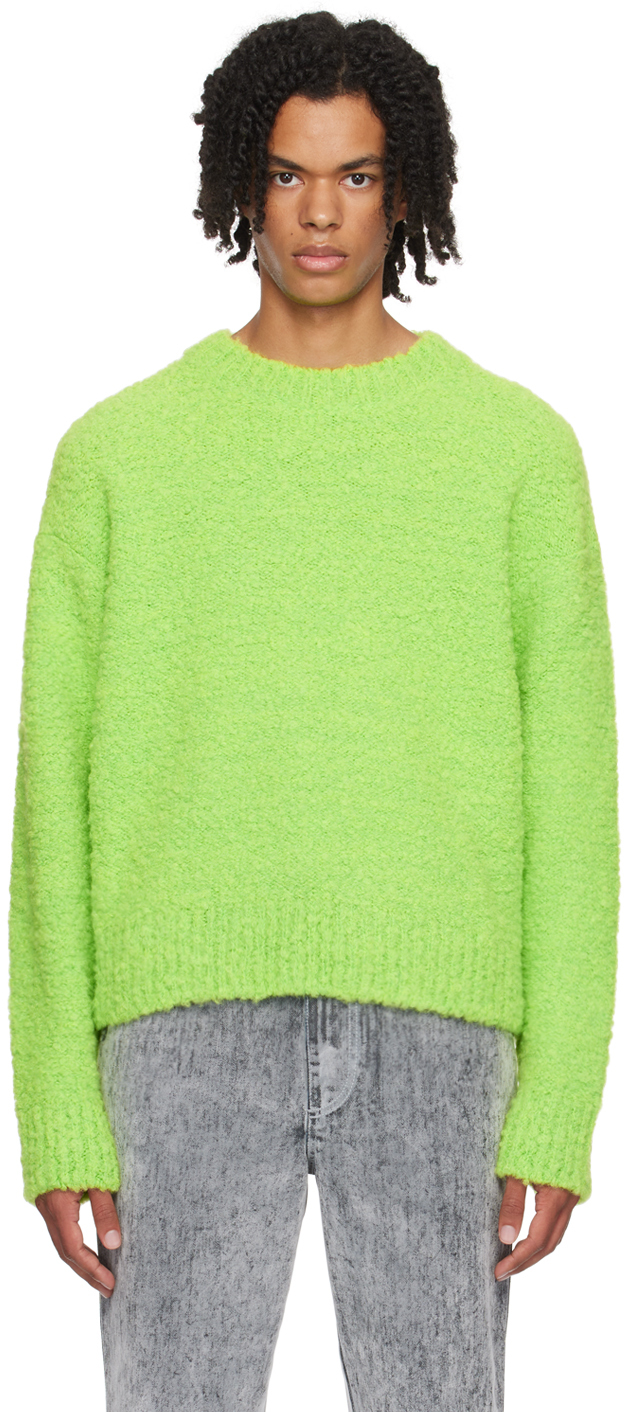 Shop Sunnei Green Crewneck Sweater In Acg Acid Green