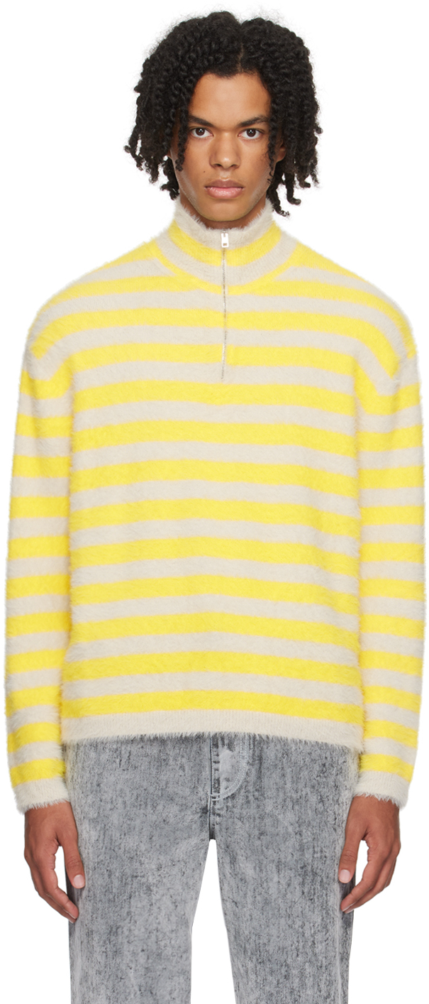 Beige & Yellow Striped Turtleneck by SUNNEI on Sale