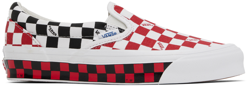 Vans White & Red Og Classic Slip-on Lx Sneakers