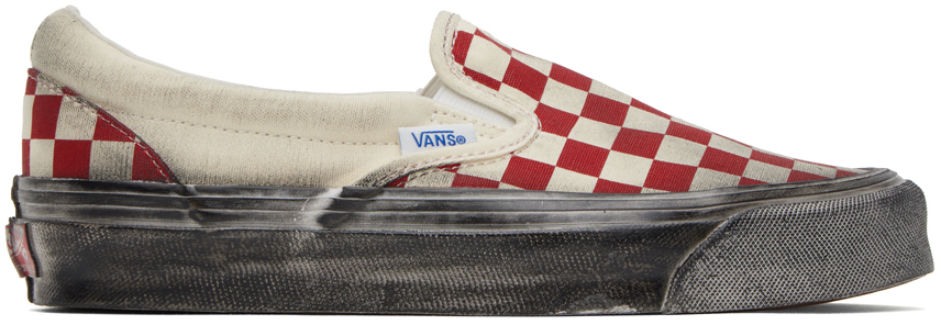 Vans Off-white Og Classic Slip-on Lx Stressed Sneakers In Red