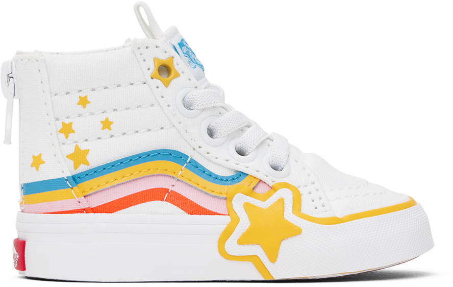 Baby White Sk8-Hi Zip Rainbow Star Sneakers by Vans on Sale