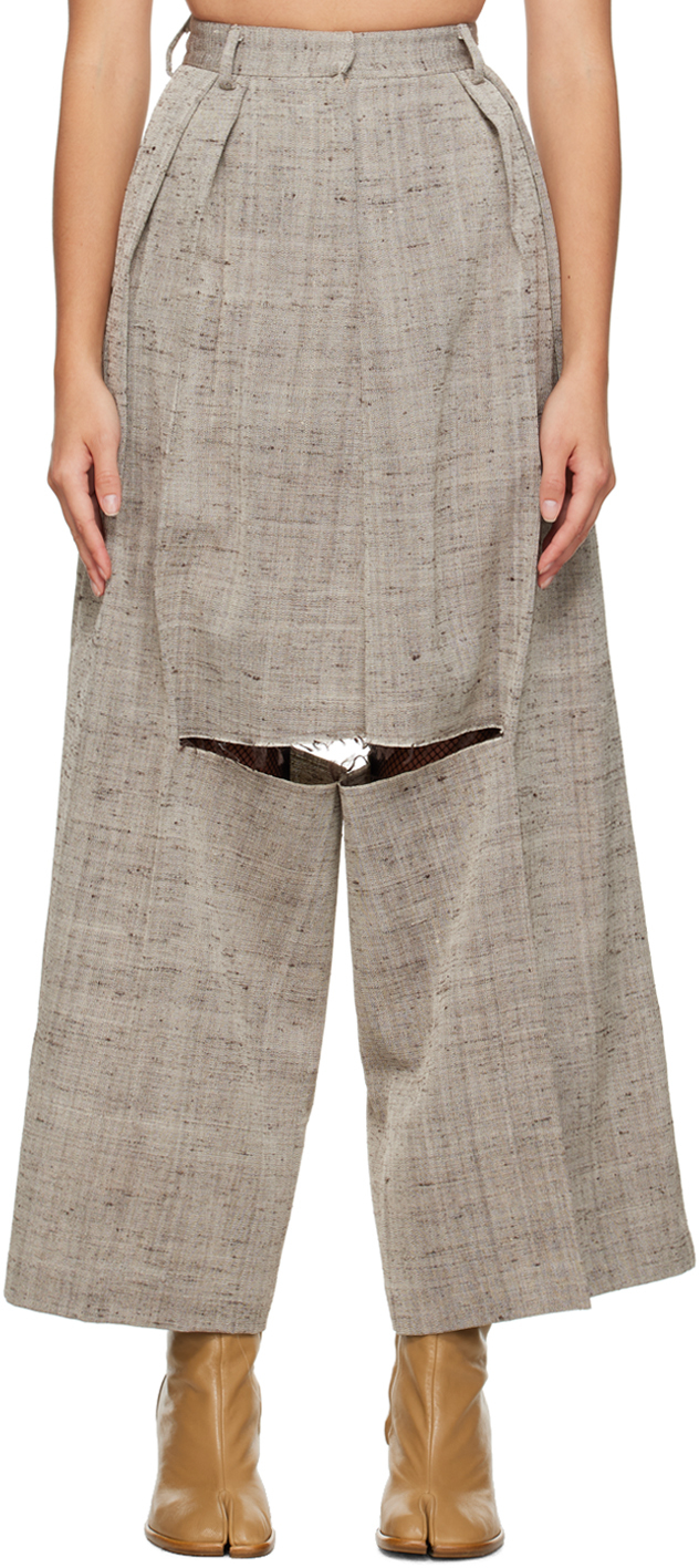 Shop Niccolò Pasqualetti Brown Brezza Trousers In Grey