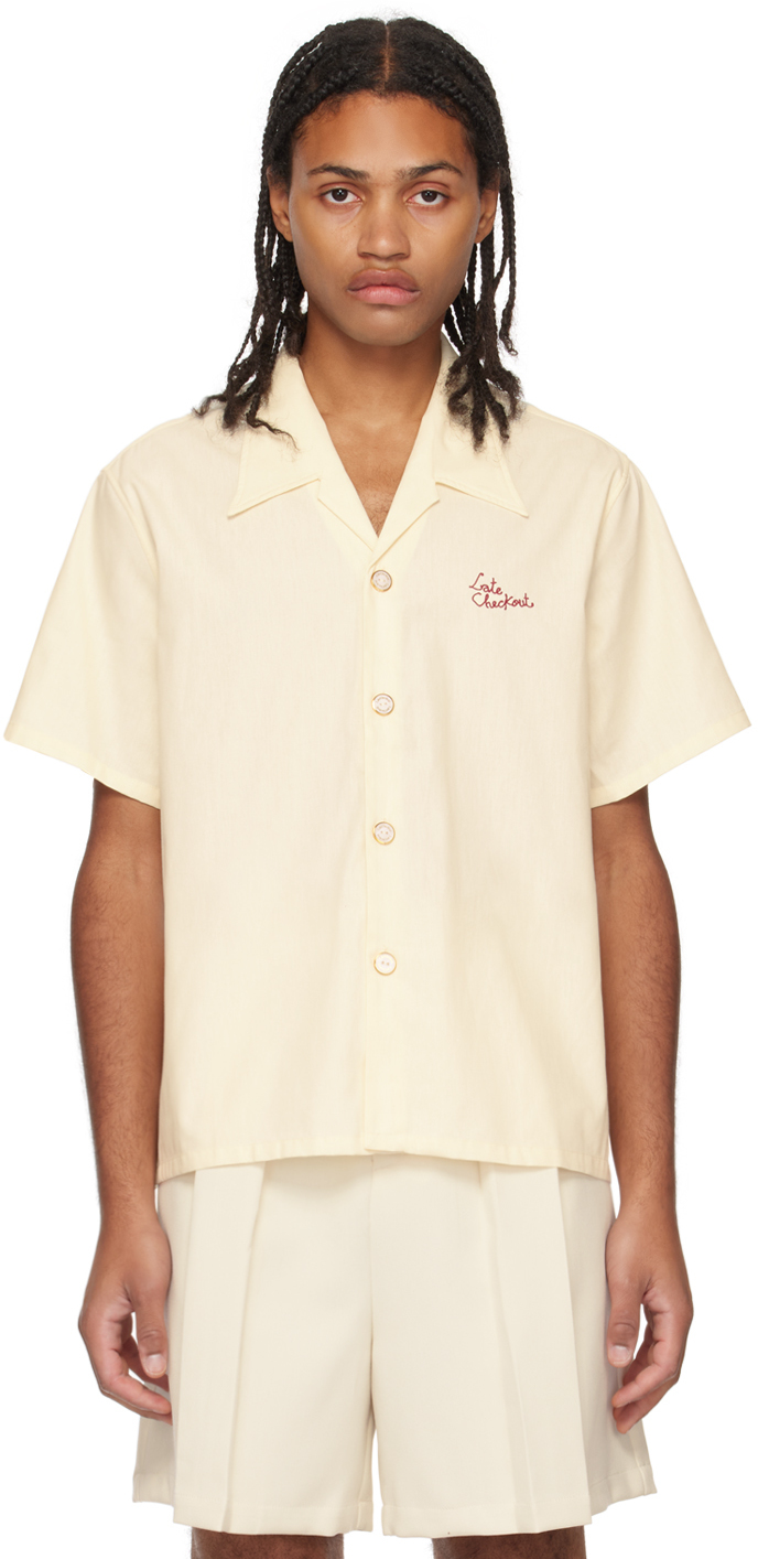 Late Checkout Yellow Embroidered Shirt In Vanilla
