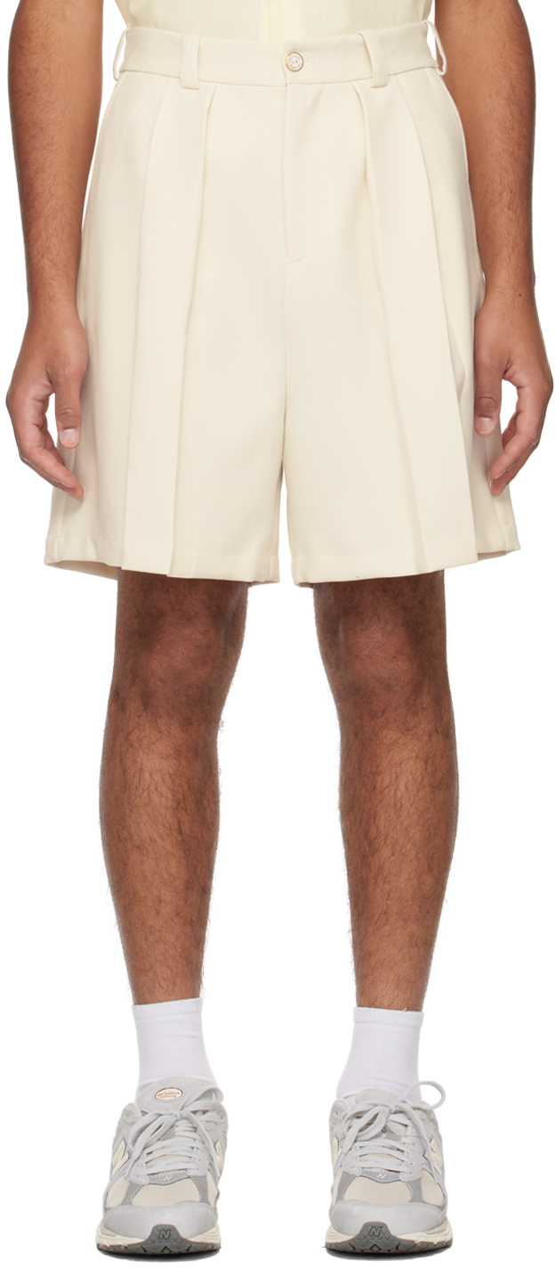 Late Checkout Off-white Origami Shorts In Cream