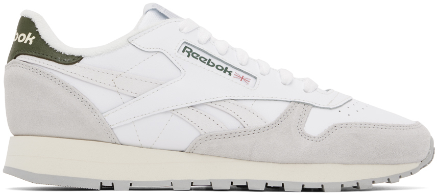 Reebok White & Gray Classic Sneakers In White/steely Fog/gre