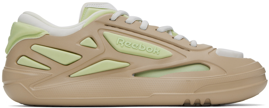 Shop Reebok Beige & Green Future Club C Sneakers In Beight/light Green