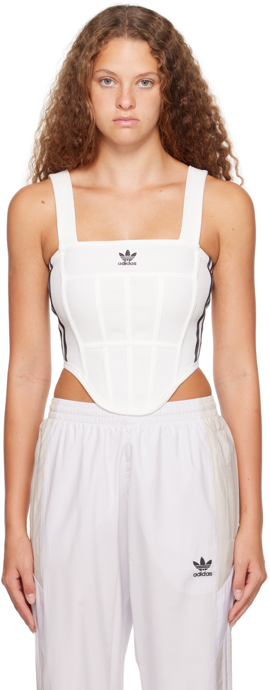 White Square Neck Tank Top by adidas Originals on Sale