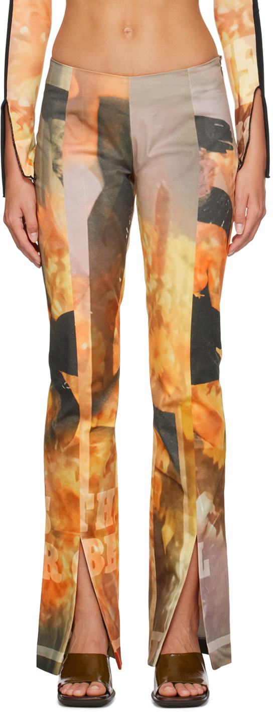 【関税込み】ELLISS オレンジ Sunflower ジーンズ Orange Sunflower Jeans by ELLISS on Sale