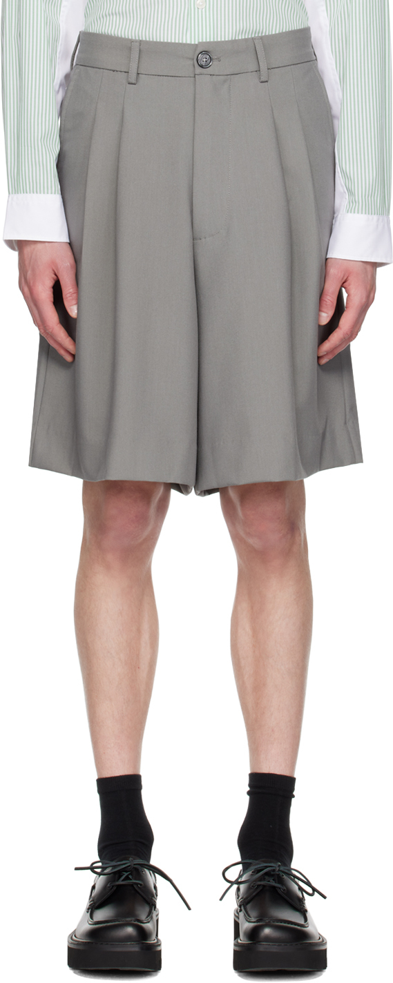 Insatiable High Ssense Exclusive Gray Pleated Shorts In Sterling