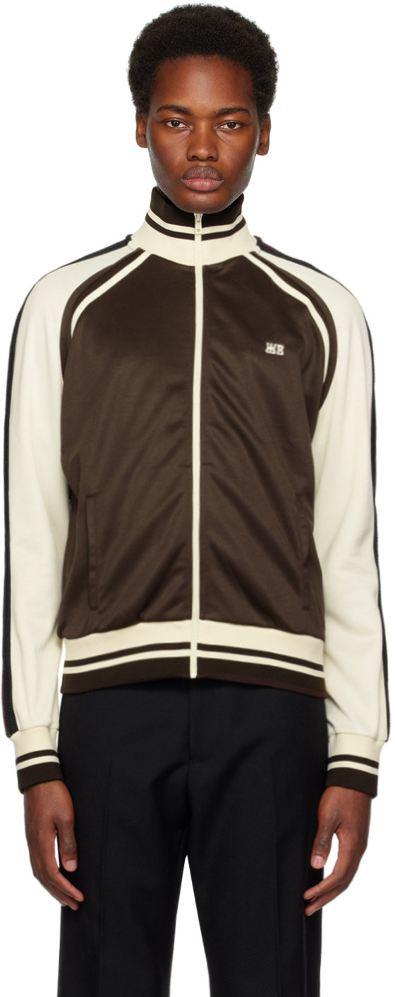 Wales Bonner Track Sweatshirt In Brown And Ivory