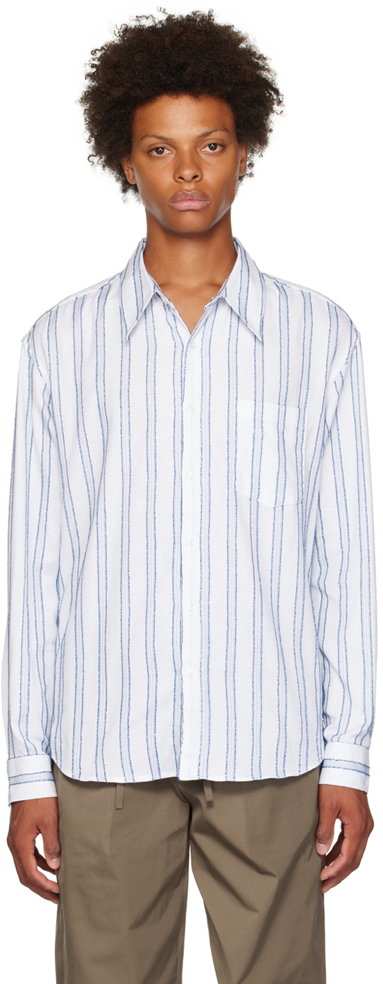 Blue & White Cascade Shirt by HGBB STUDIO on Sale