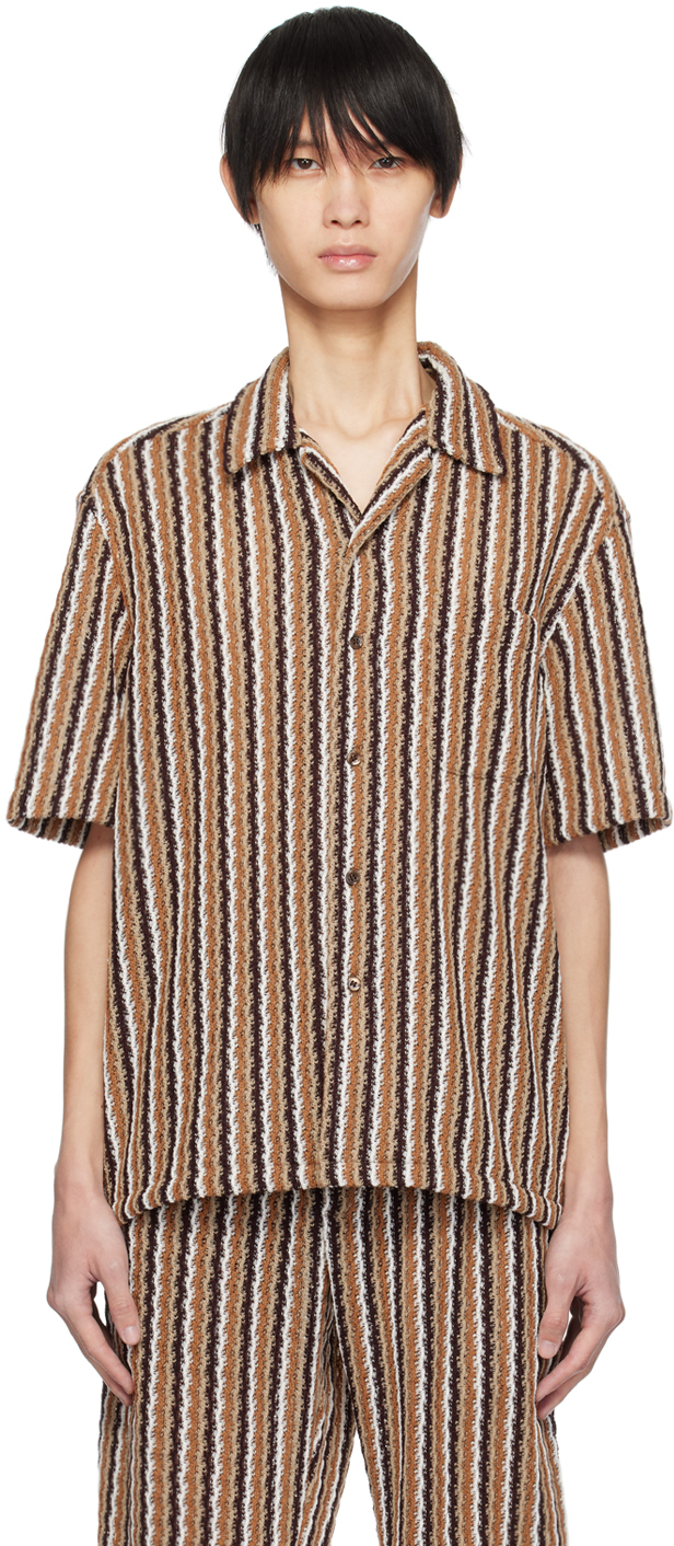 Cmmn Swdn Brown Ture Shirt In Brown Stripe