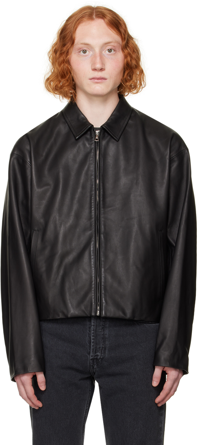 John Elliott Men s Cropped Leather Blouson Jacket Smart Closet