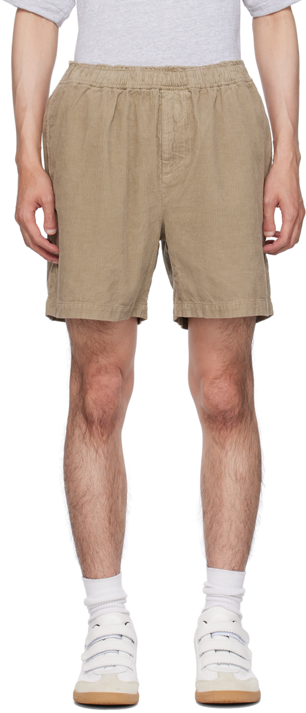 John Elliott Taupe Frayed Shorts In Bark
