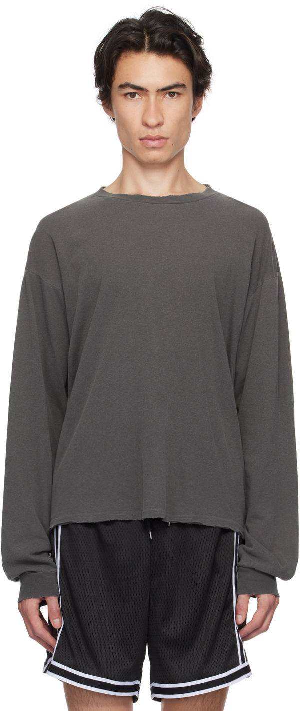 John Elliott Black Folsom Long Sleeve T-shirt In Vintage Black