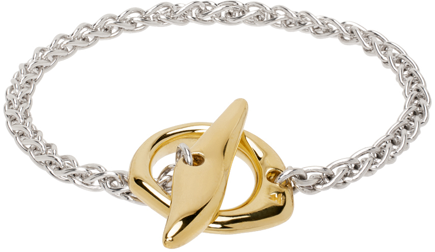 Shop Tom Wood Silver & Gold Robin Duo Bracelet In 925 Silver/9k Gold