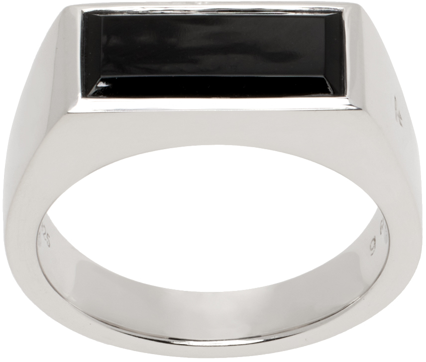 Tom Wood: Silver Peaky Polished Onyx Ring | SSENSE