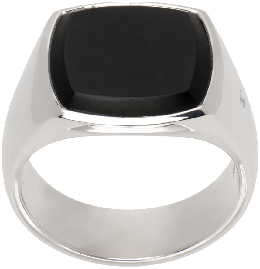 Silver 'Cushion Black Onyx' Ring