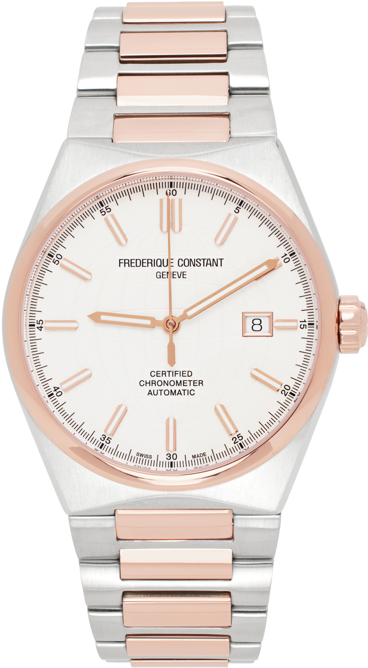 Frederique Constant Silver & Gold Highlife Automatic Watch In Silver/gold
