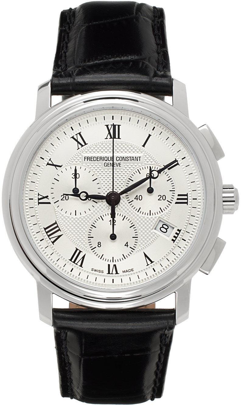 Frederique Constant Black & Silver Classics Quartz Chronograph Watch In Black/silver