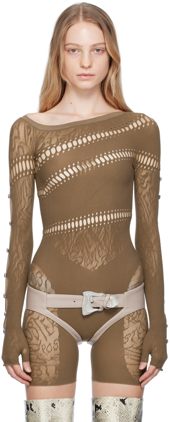 Poster Girl Beige Oshun Short Leather Chaps In Oyster