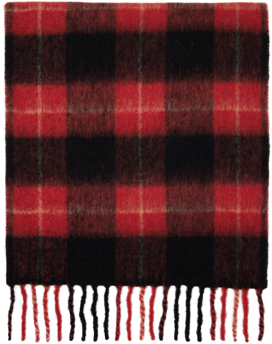 Shop Totême Black & Red Check Scarf In 025 Red Check P