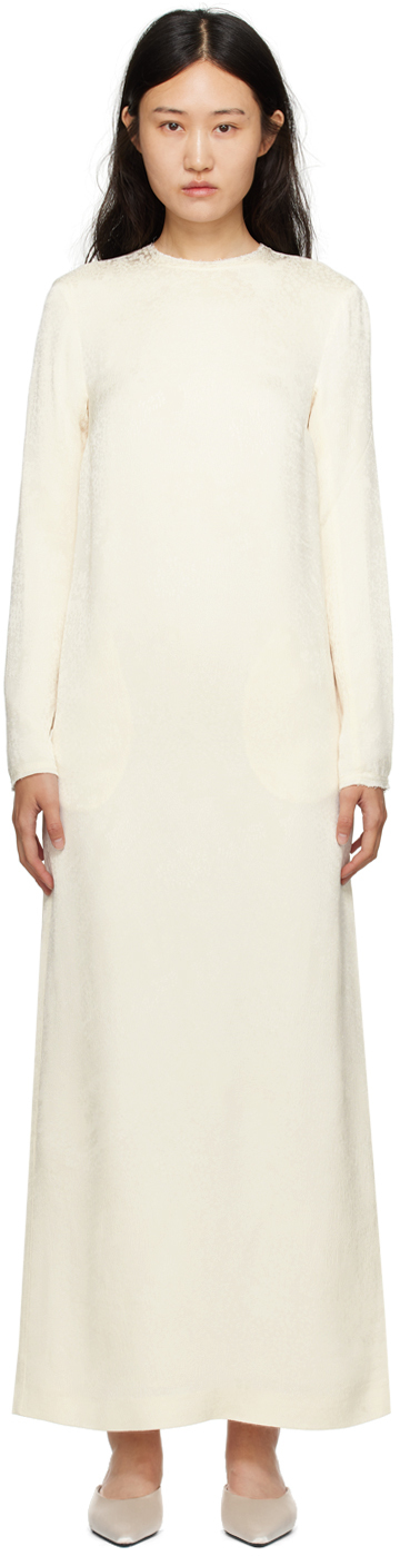 Shop Totême Off-white Jacquard Maxi Dress In 117 White Floral