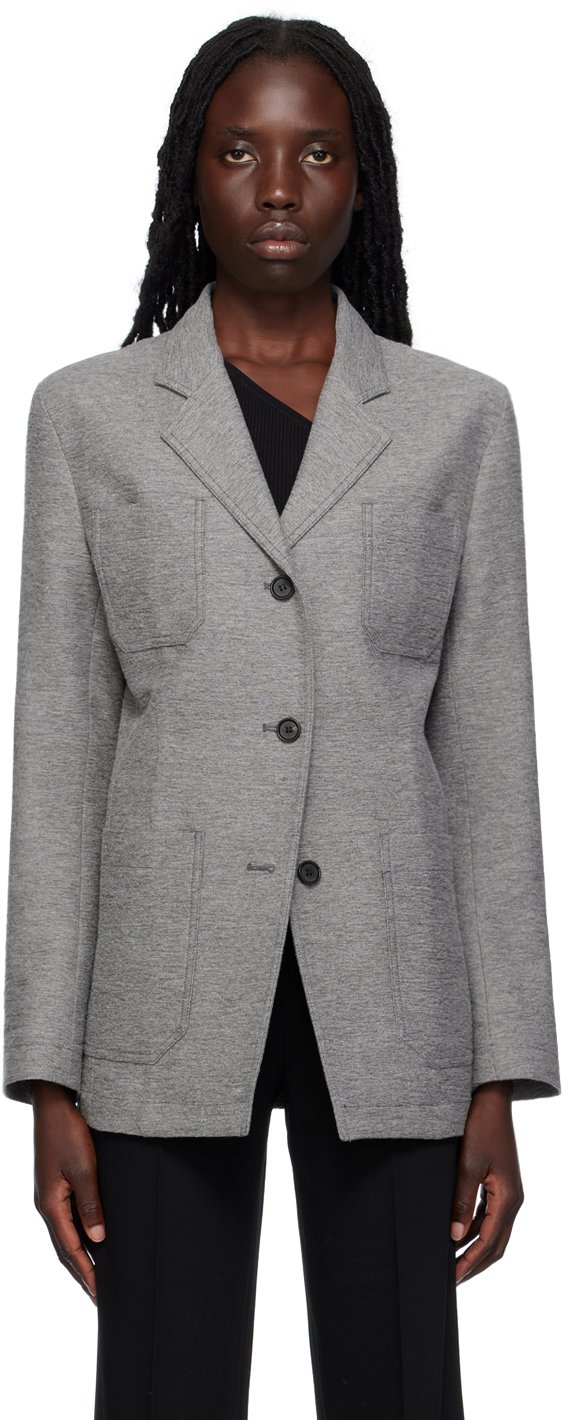 Gray Notched Lapel Blazer