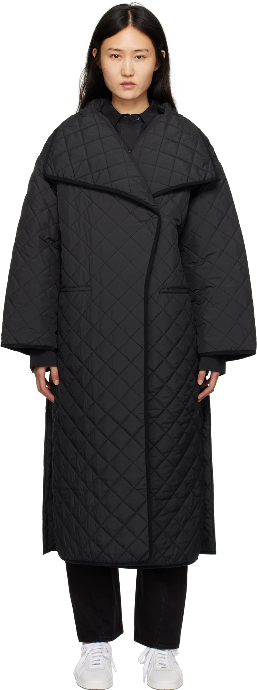 Shop Totême Black Quilted Coat In 200 Black